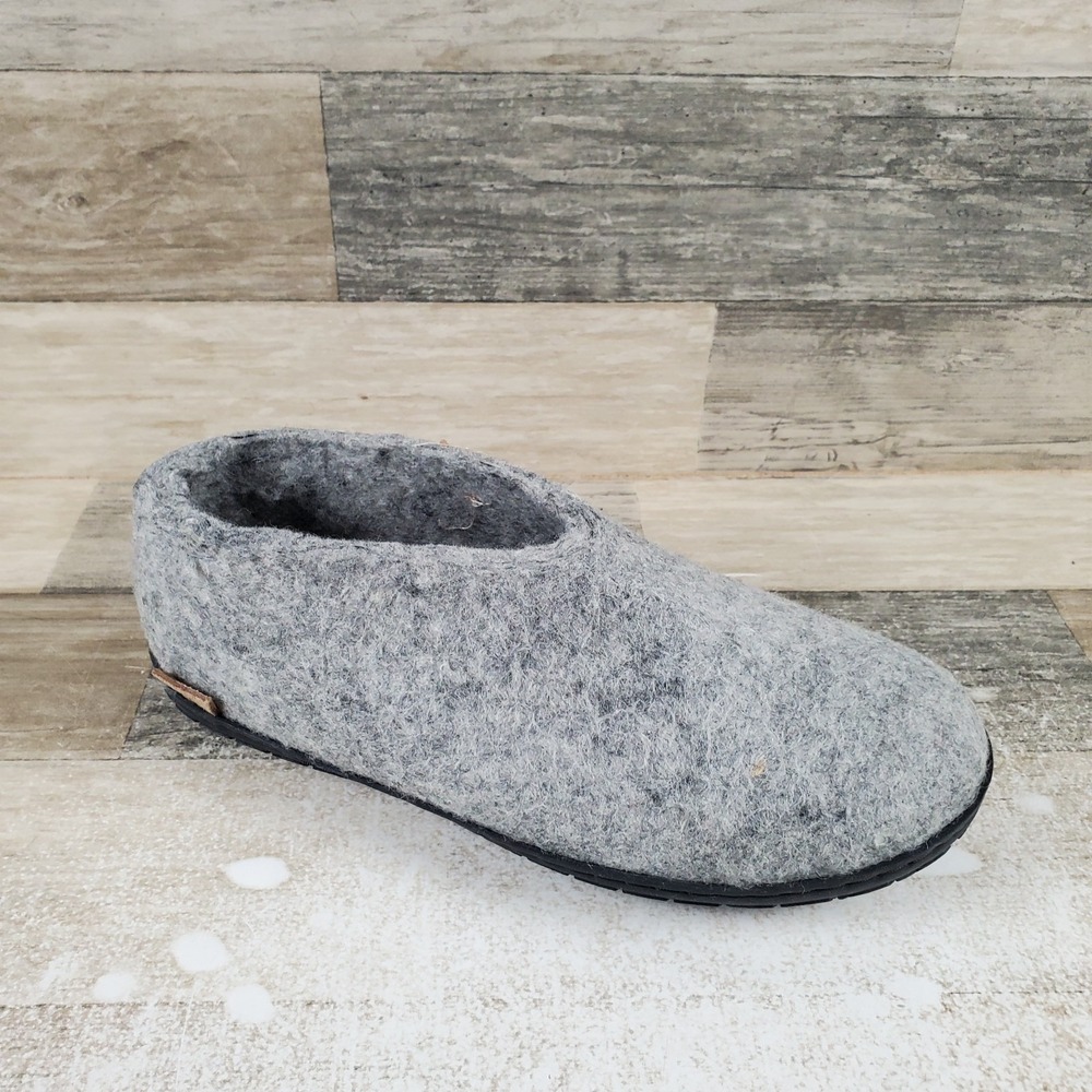 Glerups Womens Slippers Sz 7.5 - 8 Gray Felted Wool Comfort Slip On Round Toe